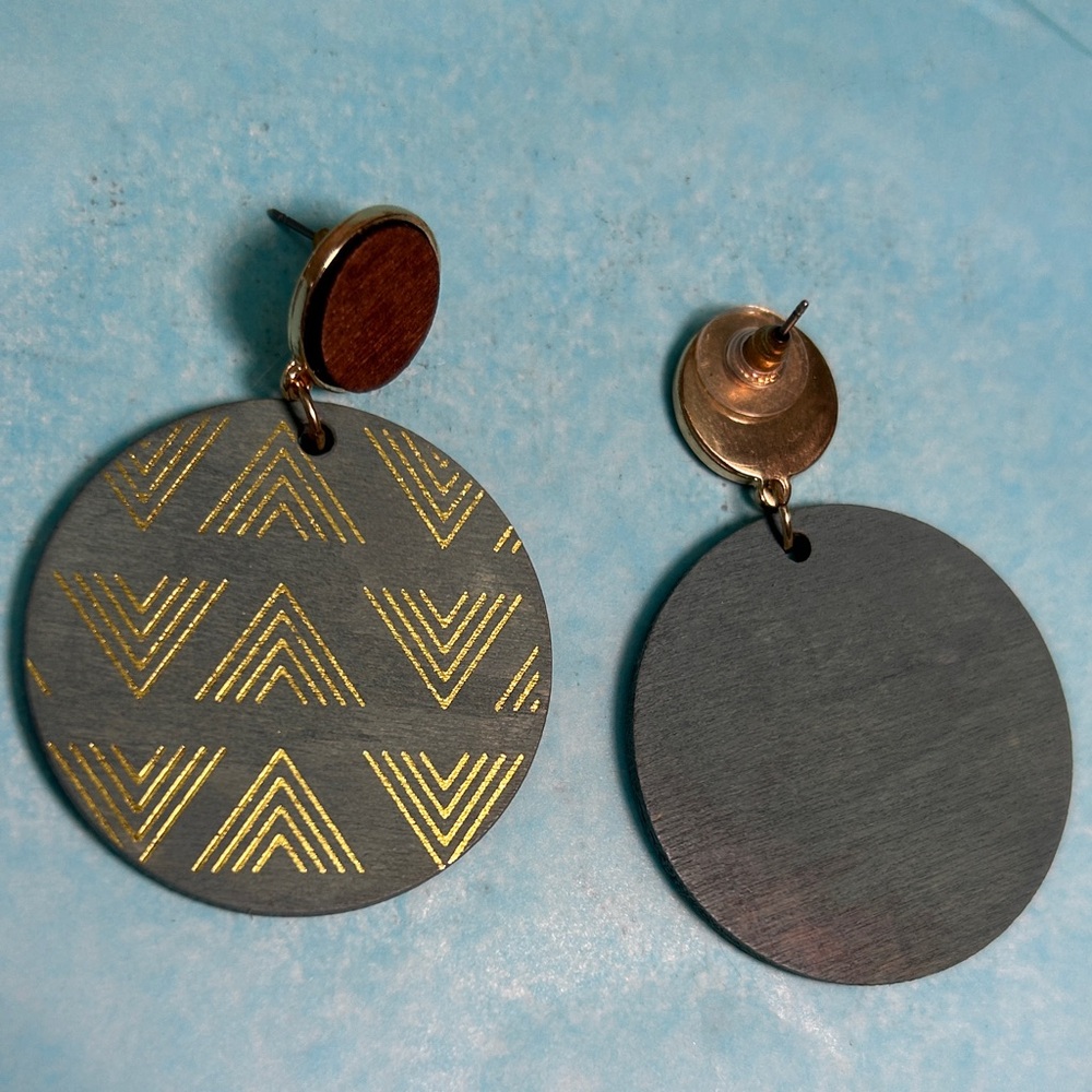 Geometric Gold and Gray Earrings